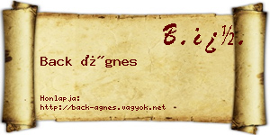 Back Ágnes névjegykártya