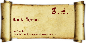 Back Ágnes névjegykártya