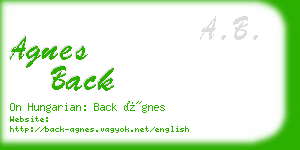 agnes back business card